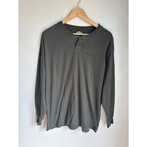 Dickies Mens Long Sleeve Henley Shirt Faded Black Cotton Workwear Medium M
